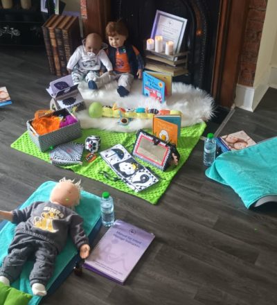 Home baby massage set up with flourish baby massage
